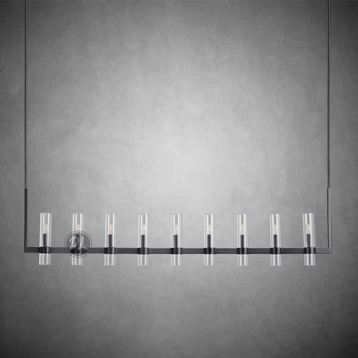 Crystalline Glass Shaded Modern Linear Chandelier 71"
