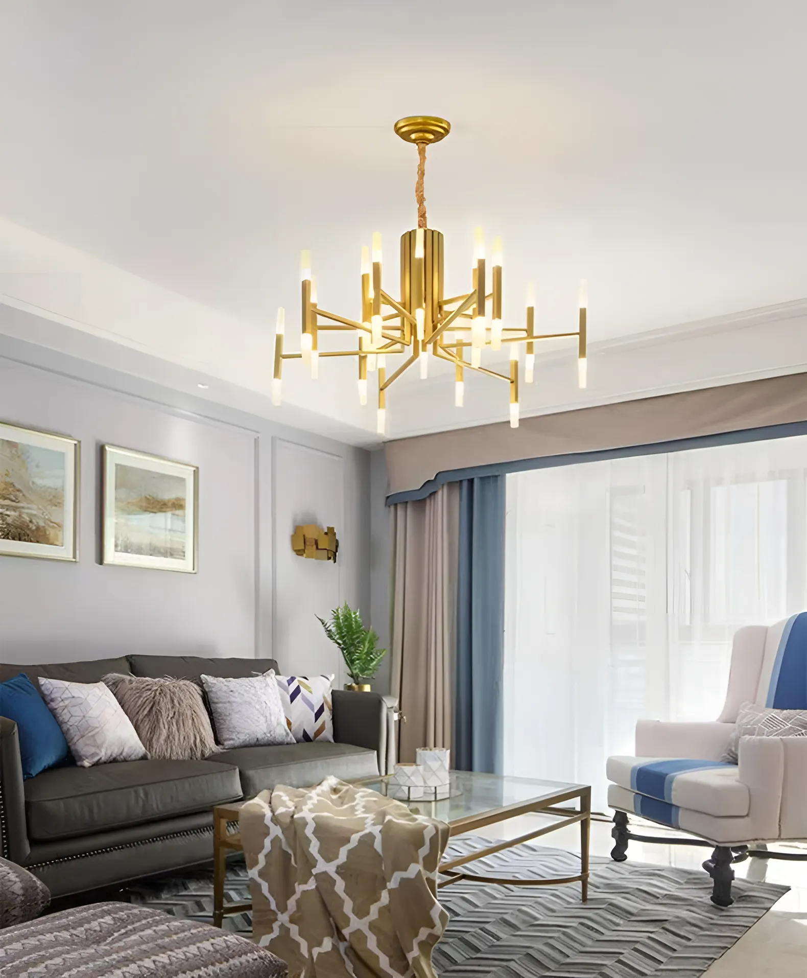 Deniselamp® Gold/Black Postmodern LED Chandelier For Living Room, Lobby, Restaurant