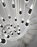 JC Golden/Black LED Hanging Meteor Rain Staircase Chandelier