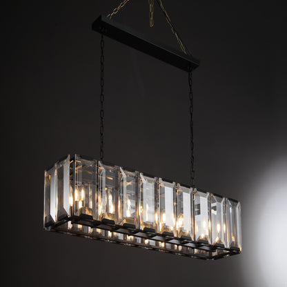 Hartley Crystal Rectangle Chandelier Faceted Glass Prism