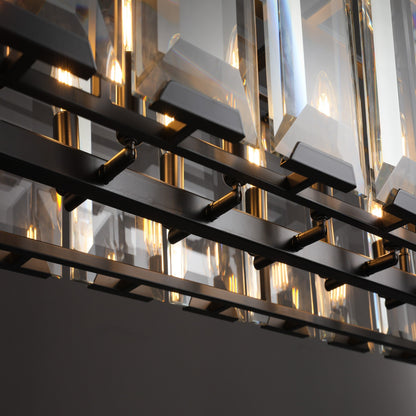 Hartley Crystal Rectangle Chandelier Faceted Glass Prism