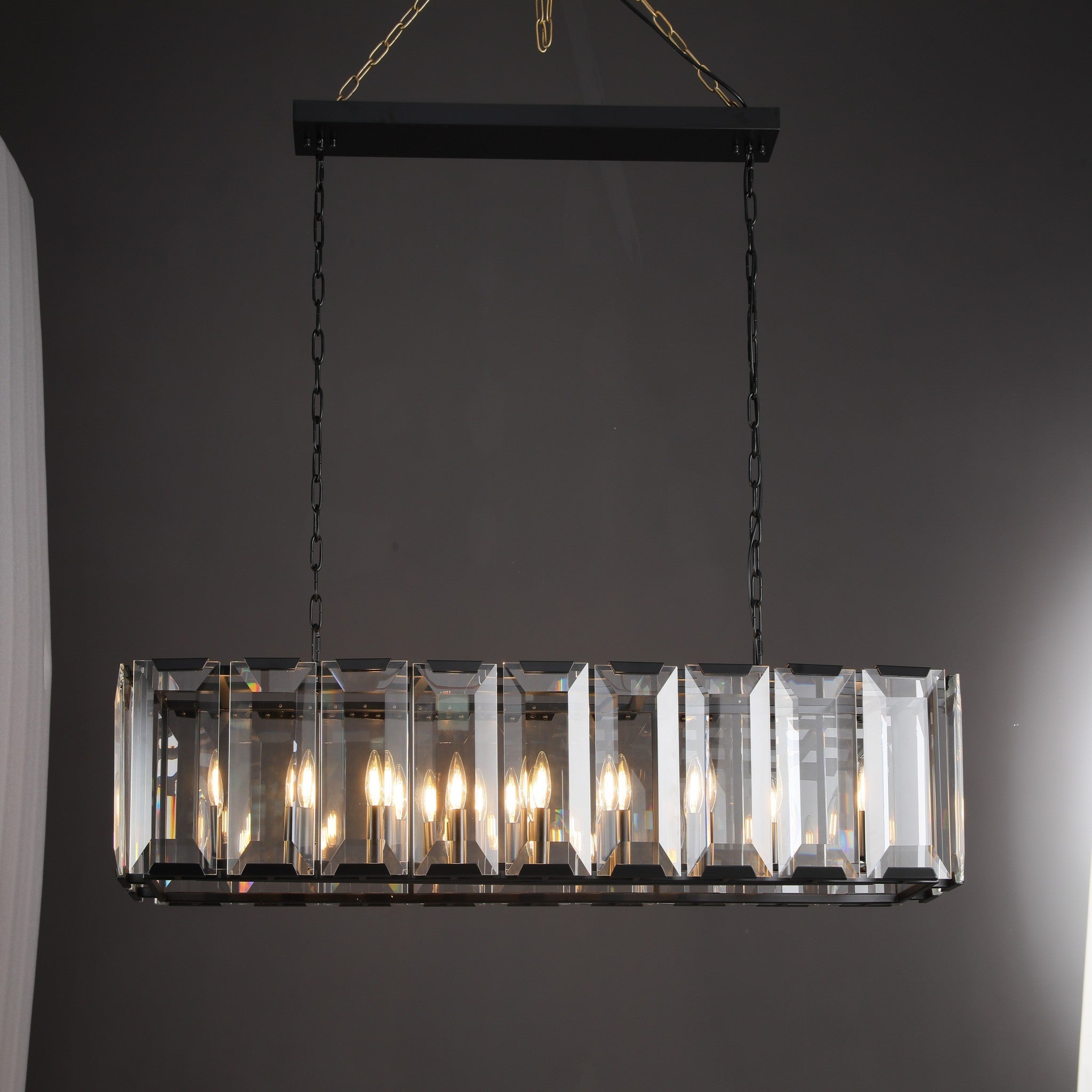 Hartley Crystal Rectangle Chandelier Faceted Glass Prism