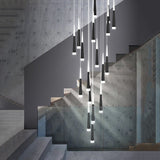 JC Golden/Black LED Hanging Meteor Rain Staircase Chandelier Black lamp body / 9 Cone tube