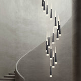JC Golden/Black LED Hanging Meteor Rain Staircase Chandelier Black lamp body / 25 Cone tube