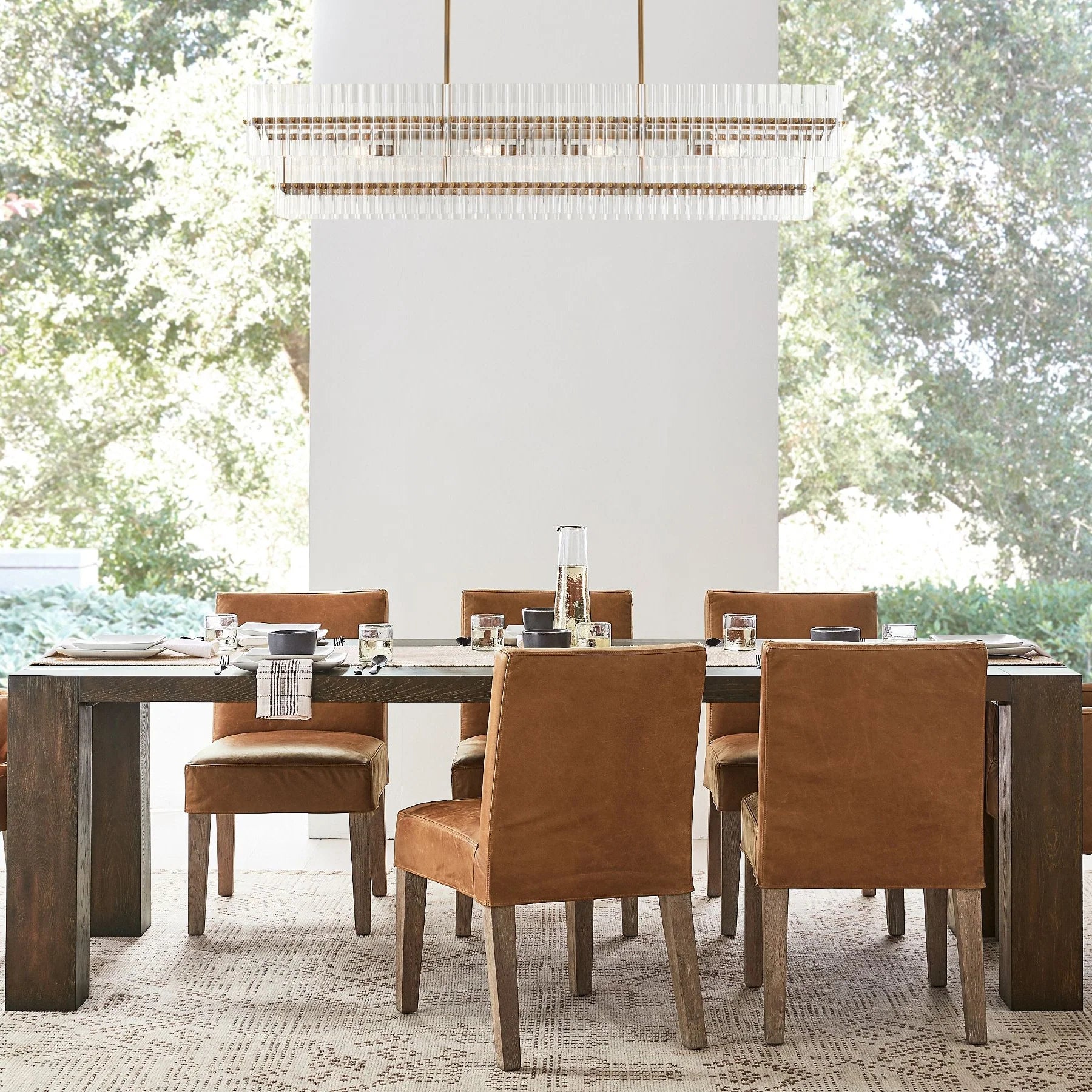 Mall Crystal Linear Chandelier 54''