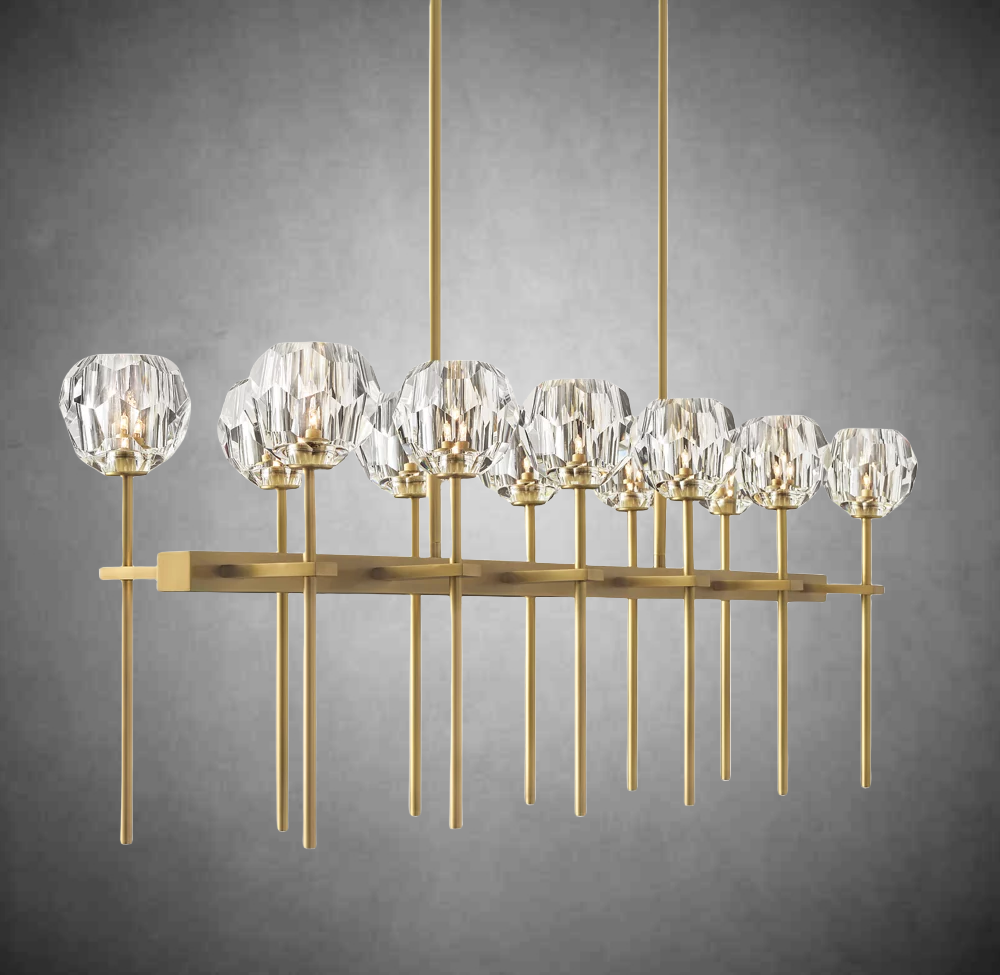 Bolura De Cristal Clear Glass Double Linear Chandelier