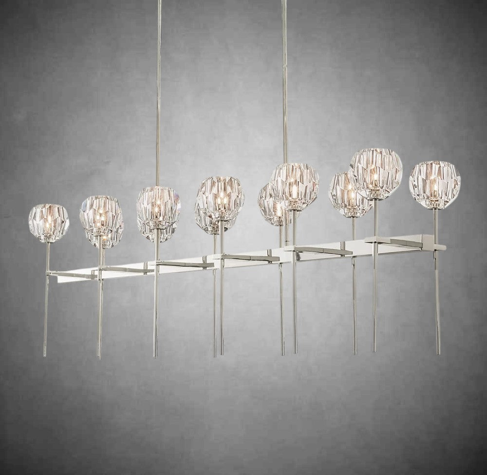 Bolura De Cristal Clear Glass Double Linear Chandelier