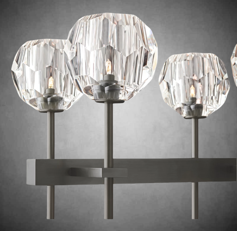 Bolura De Cristal Clear Glass Double Linear Chandelier