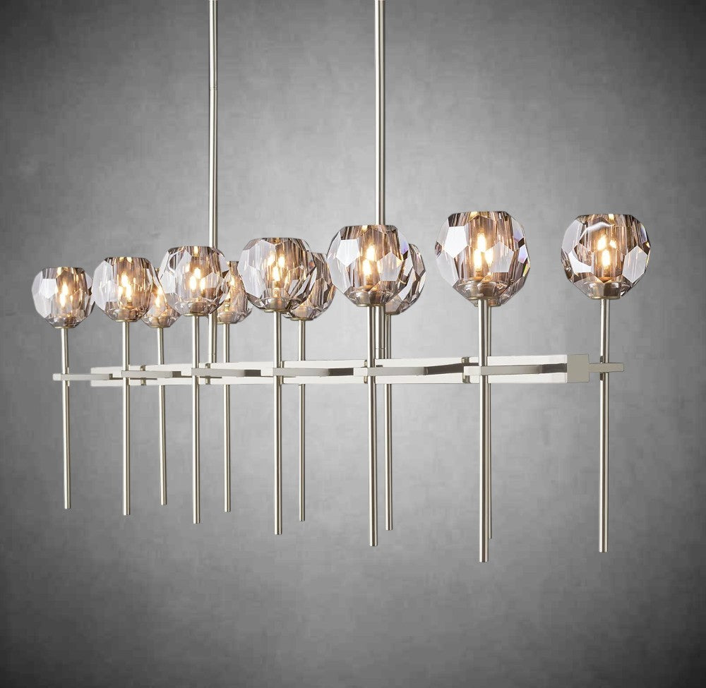 Bolura De Cristal Clear Glass Double Linear Chandelier