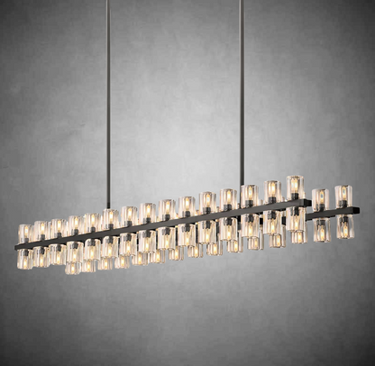Wine-Glass Rectangular Modern Chandelier 72" Over Dining Table