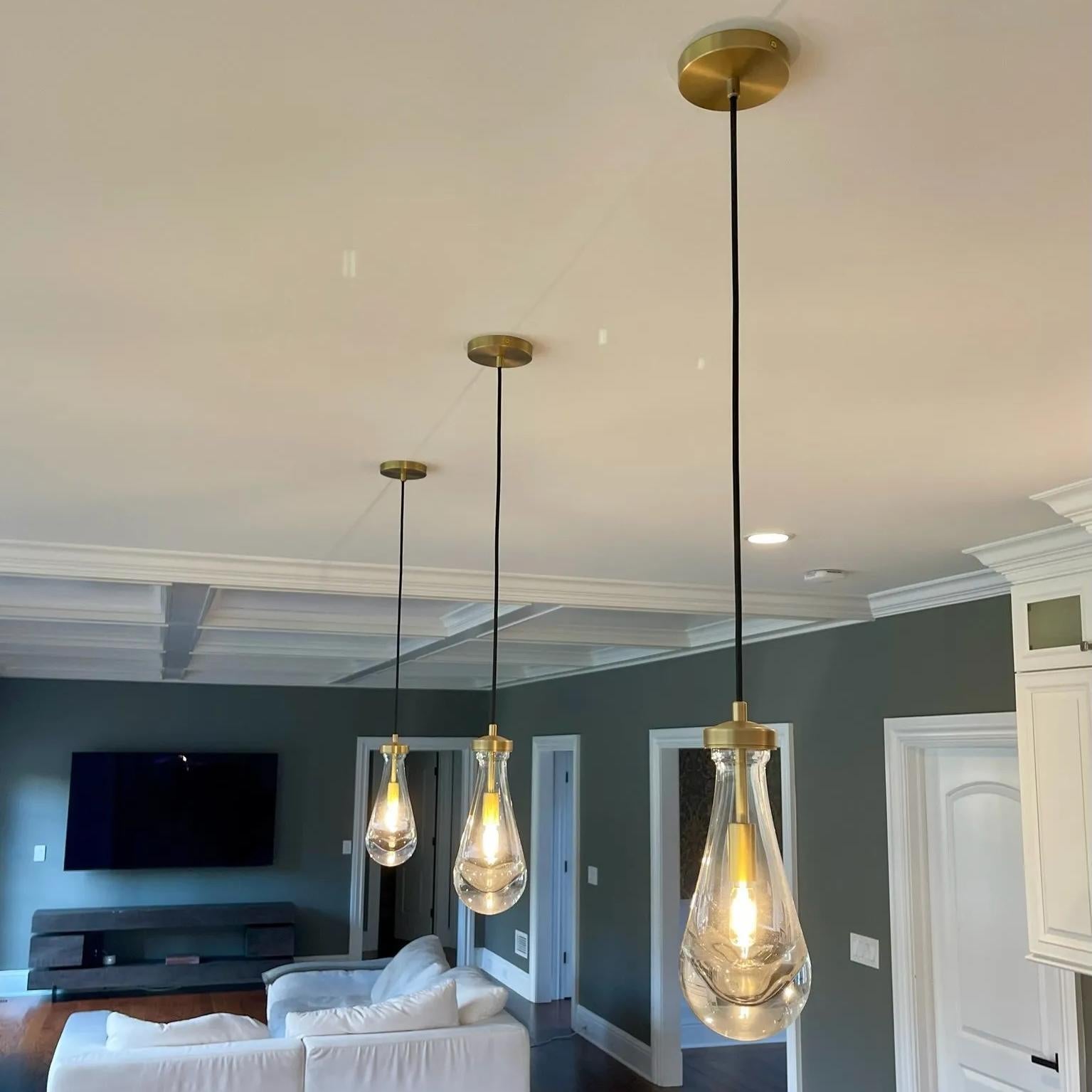 Seaward Modern Raindrop Exquisite Glass Pendant Cord