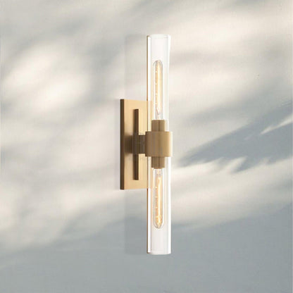 Modern Art Deco Linear Wall Sconce with Glass Cylinders, Elegant Steel Frame