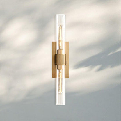 Modern Art Deco Linear Wall Sconce with Glass Cylinders, Elegant Steel Frame