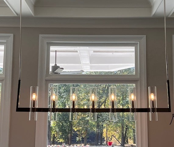Crystalline Glass Shaded Modern Linear Chandelier 59"/71"