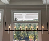 Crystalline Glass Shaded Modern Linear Chandelier 59"/71"