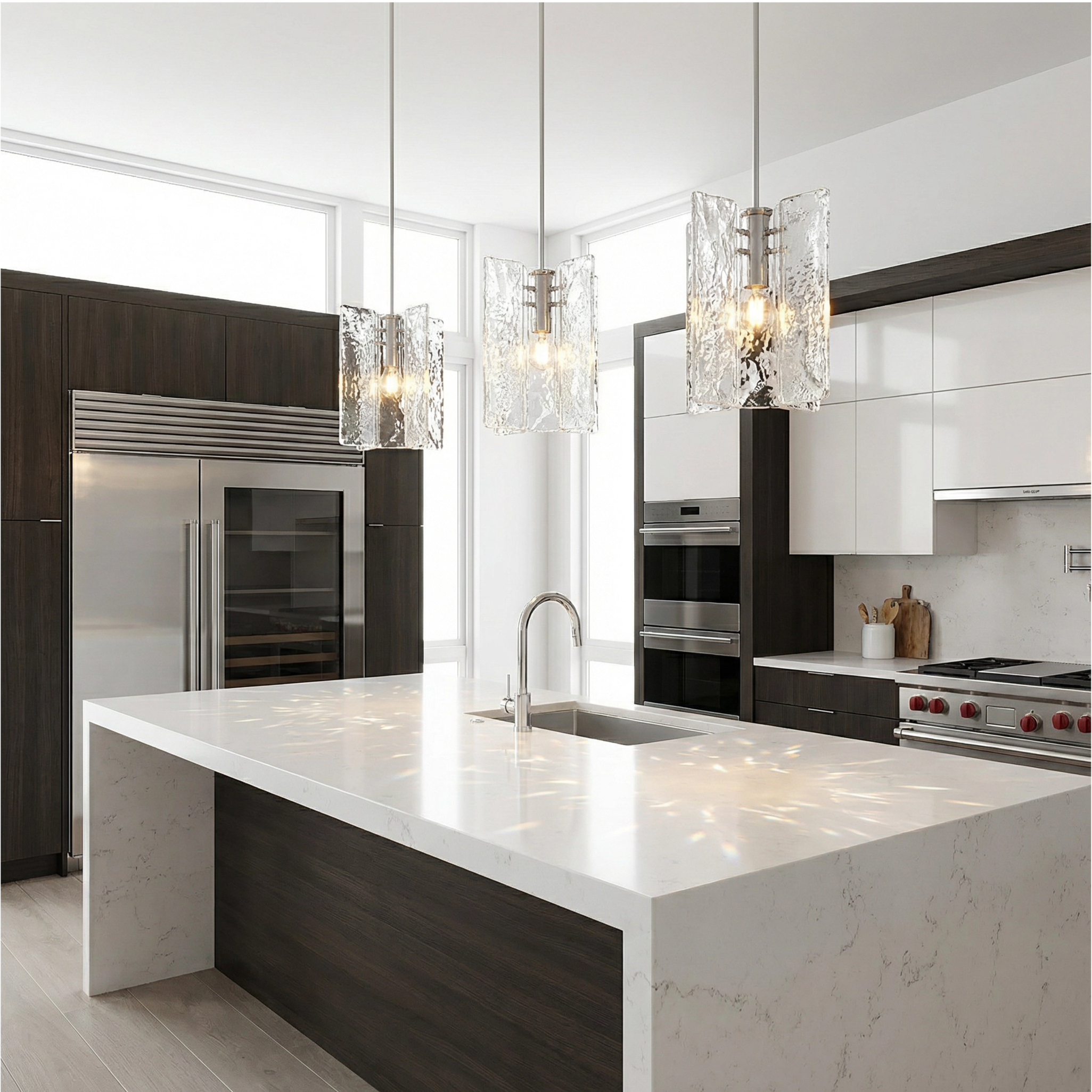 Denise Lattice Rippled Glass Pendant Light