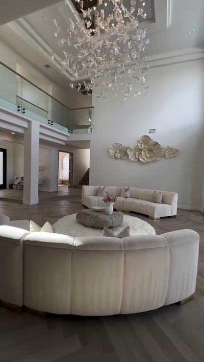 Elegant Modern Floating Maple Glass Chandelier with Square Canopy for High Ceilings