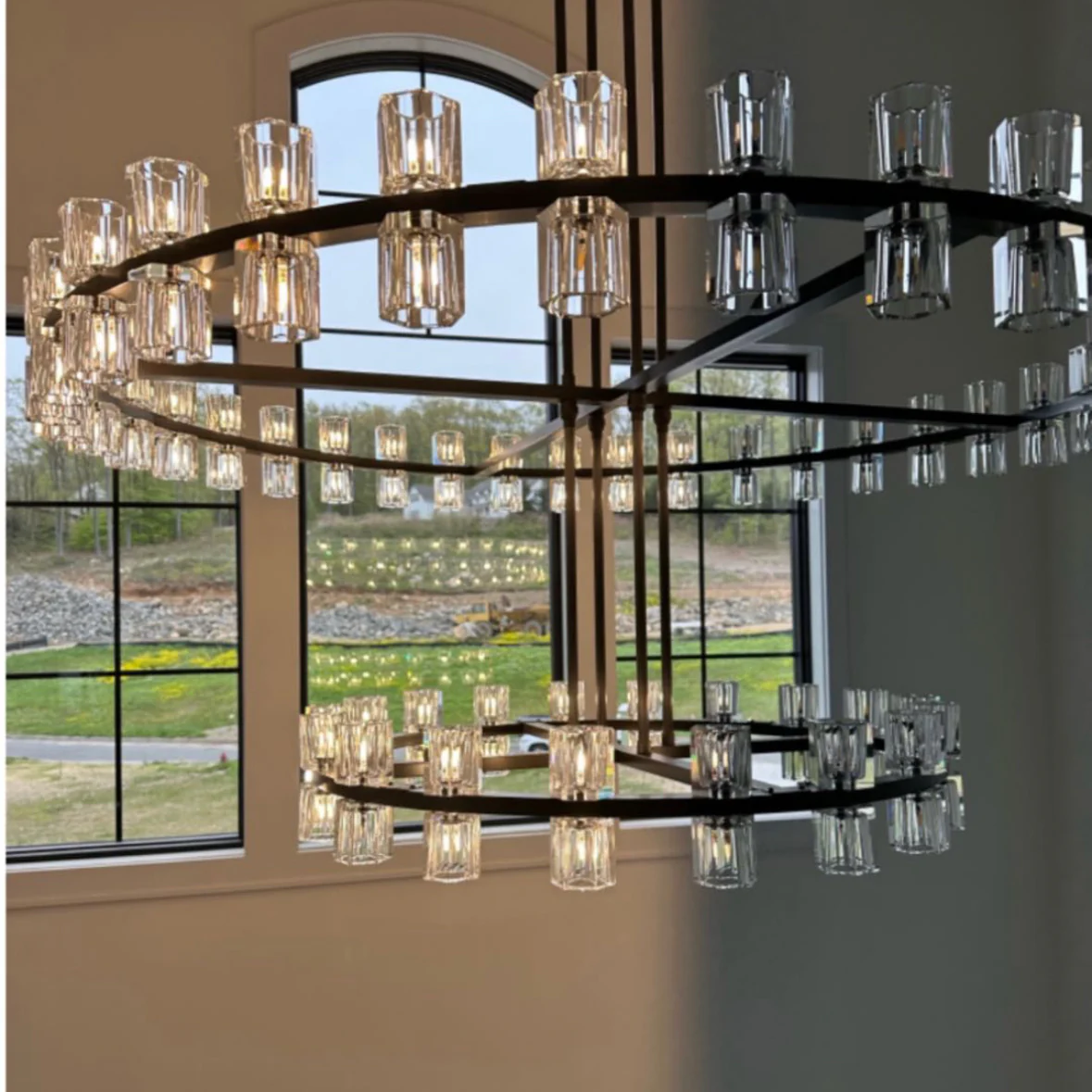 Wine-Glass 2-Tier Round Chandelier 60",108-Lights