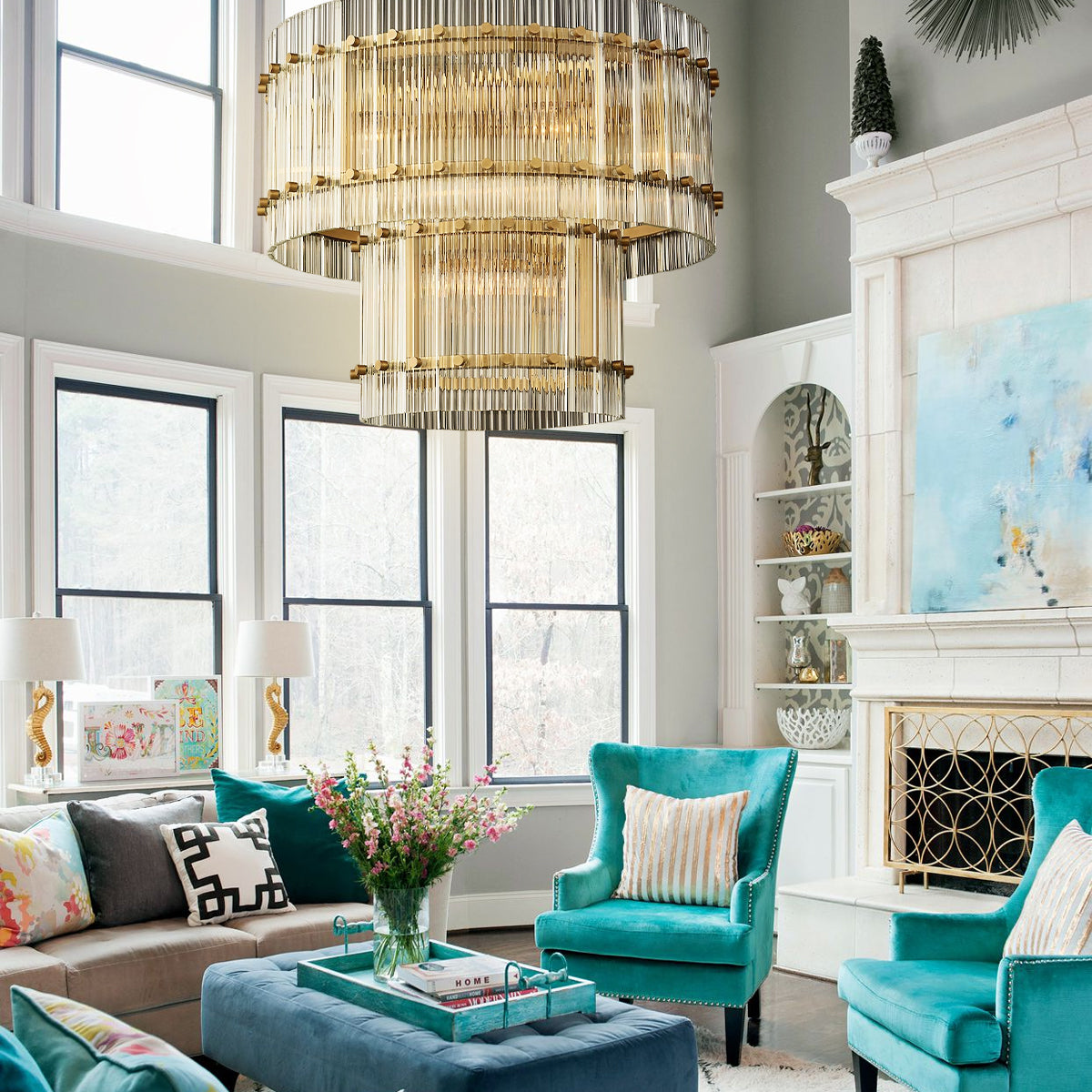 Sammi 2-Tier Round Glass Chandelier