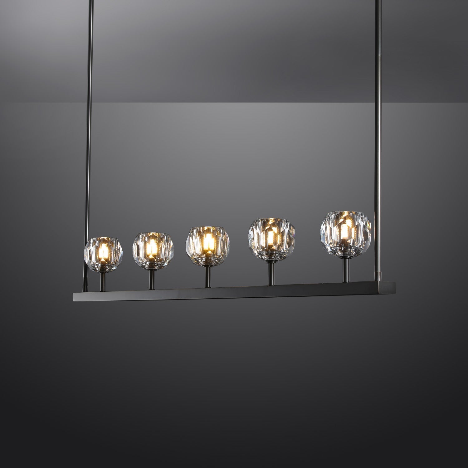 BOUBLE Crystal Ball Linear Chandelier 48"