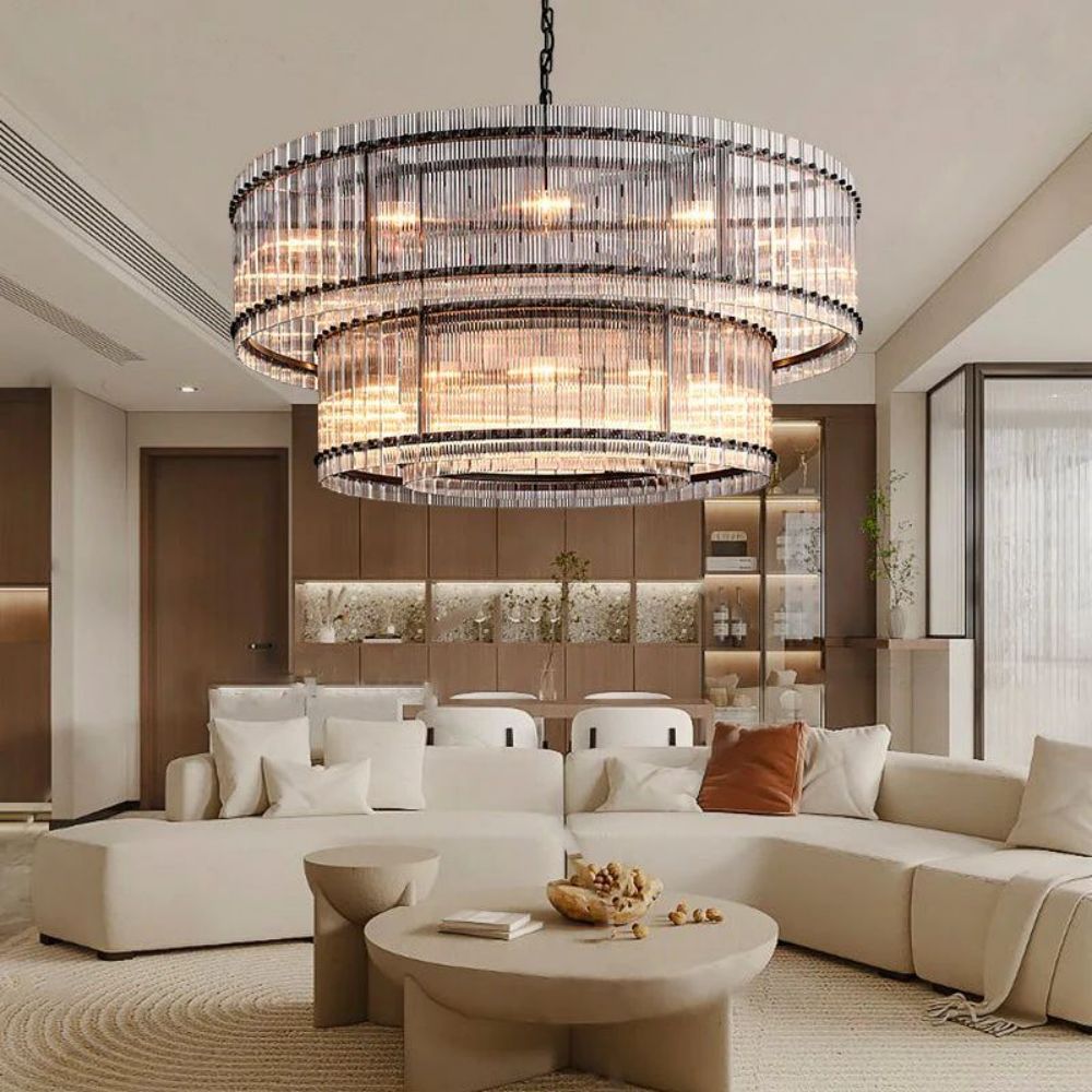 Sammi Modern 2-Tier Round Chandelier 60" For Living Room, Bedroom