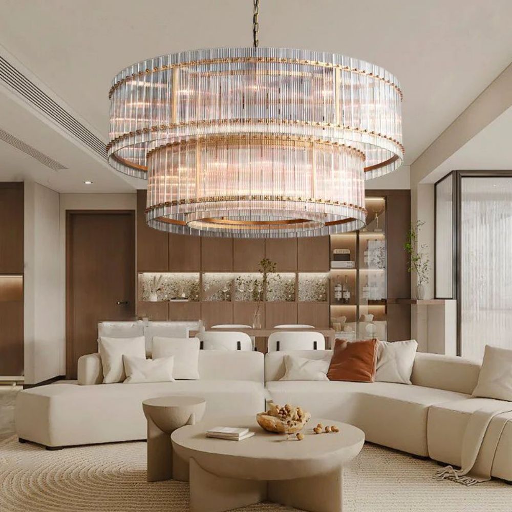 Sammi Modern 2-Tier Round Chandelier 60" For Living Room, Bedroom
