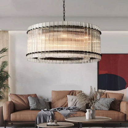 Sammi Modern Round Glass Chandelier 37" For Living Room