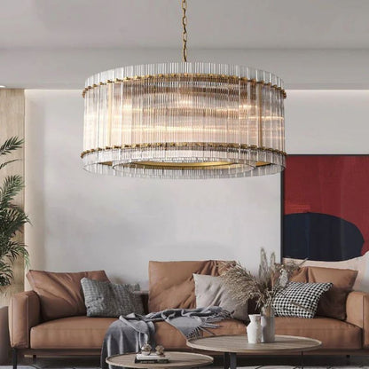 Sammi Modern Round Glass Chandelier 37" For Living Room