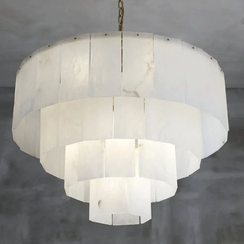 Alabaster Multi-Layer Modern Round Chandelier 31" - thebelacan