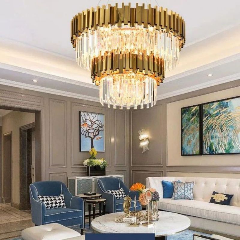 2-tire Clear Crystal Round Chandelier