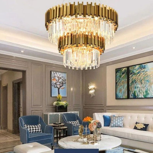 2-tire Clear Crystal Round Chandelier