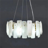 Abriel Modern Solid Brass Alabaster Round Chandelier For Living Room