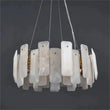 Abriel Modern Solid Brass Alabaster Round Chandelier For Living Room